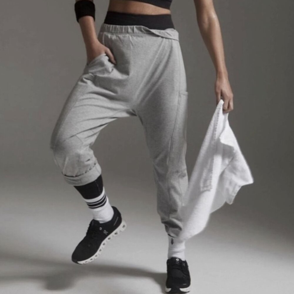 Free People Movement Heather Grey Hot Shot Relaxed Fit Pants